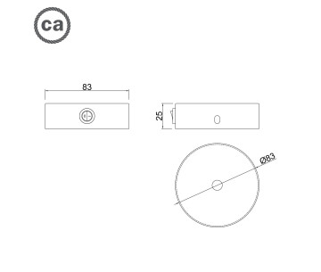 Mini kit Florón metal D83  1 agujero con interruptor Latón satinado