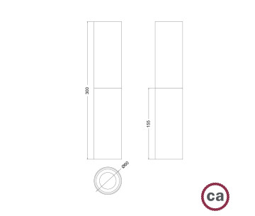 Tub-E14, tubo en madera y metal para foco neutro-bronce satinado