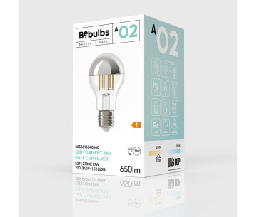 Bombilla LED Media Esfera Gota Plateada A60 7W 650Lm E27 2700K Regulab