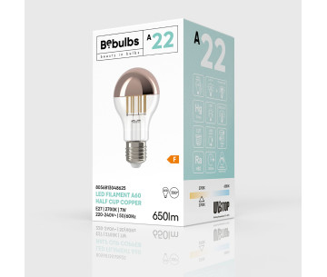 Bombilla LED Media Esfera Cobre A60 7W 650Lm E27 2700K Regulable A22