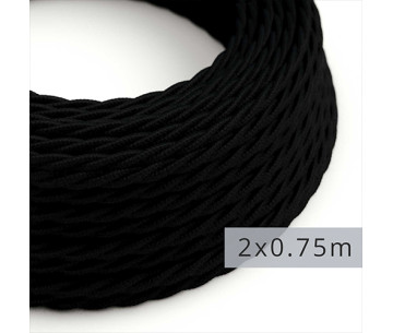 Bolsa 5m Cable Trenzado 2x0,75 textil Algodón Negro sólido