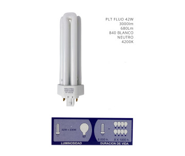 Bombilla Bajo consumo TC-T GX24q-4 230V 42W 4200K