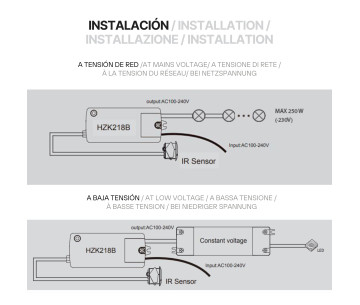 Relé electrónico HZK218B con sensor infrarrojo IR armarios