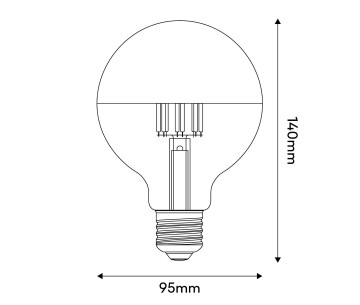 Bombilla LED Globo G95 Cupola plateada E27 7W E27 650Lm 2700K Regul.