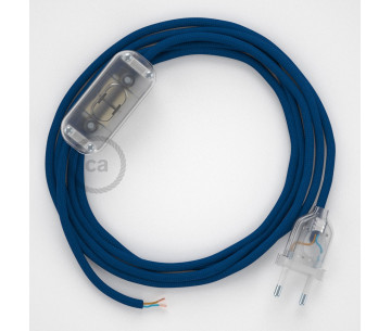 Conexión de mano 1,8m Transparente cable redondo Seda Azul RM12