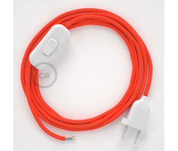 Conexión de mano 1,8m Blanco cable redondo Seda Naranja Flúo RF15