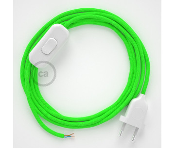 Conexión de mano 1,8m Blanco cable redondo Seda Verde Flúo RF06