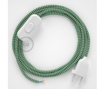 Conexión de mano 1,8m Blanco cable redondo Seda Blanco Verde RZ06