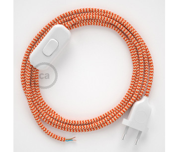 Conexión de mano 1,8m Blanco cable redondo Seda Blanco Naranja RZ15