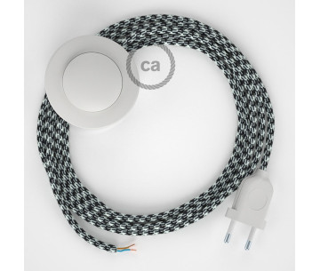 Conexión suelo 3m Blanco cable redondo Seda Bicolor Negro RP04