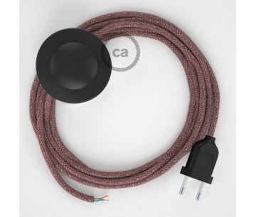 Conexión suelo 3m Negro cable redondo Algodón y Lino Rojo RS83