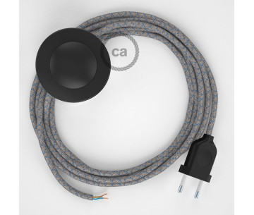 Conexión suelo 3m Negro cable redondo Algodón Lino Rombo Azul RD65