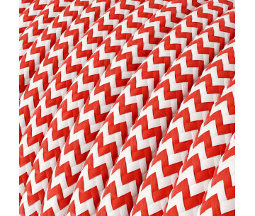 Cable manguera redonda 2x0,75 textil Rayon Rojo zigzag