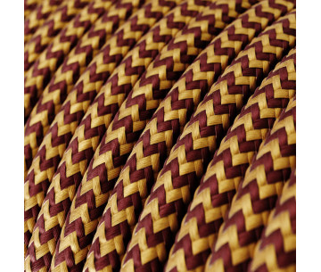 Cable manguera redonda 2x0,75 textil Rayon Dorado burdeos zigzag