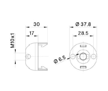 Capuchón E27 100/ASF 2FL blanco con dos taladros laterales