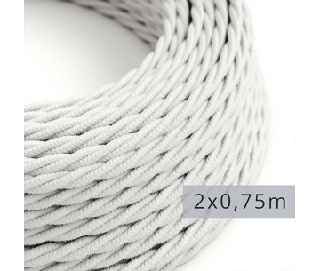 Bolsa 5m  Cable Trenzado 2x0,75 textil Algodón Blanco sólido