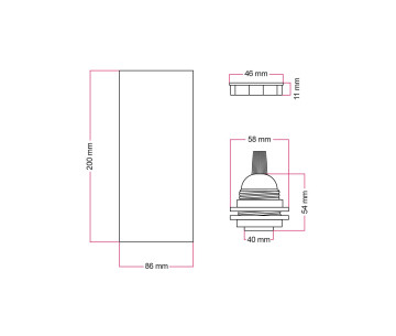 Pantalla de madera para foco TUB-E27, con portalámparas doble arandela