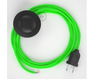 Conexión suelo 3m Negro cable redondo Seda Verde Fluo RF06