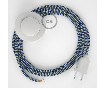 Conexión suelo 3m Blanco cable redondo Seda ZigZag Blanco Azul RZ12