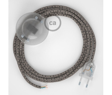 Conexión suelo 3m Transparente cable redondo Algodón Antracita RD64