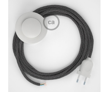 Conexión suelo 3m Blanco cable redondo Algodón y Lino Negro RS81