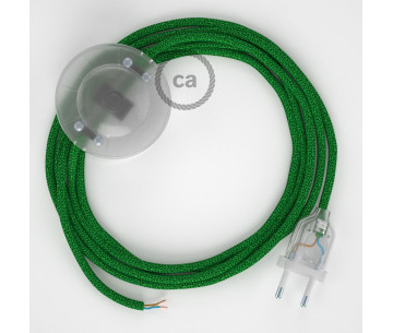 Conexión suelo 3m Transparente cable redondo Seda Glitter Verde RL06