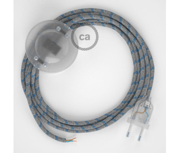 Conexión suelo 3m Transparente cable redondo Algodón Stripes Azul RD55