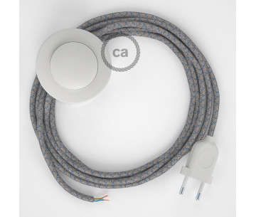 Conexión suelo 3m Blanco cable redondo Algodón Lino Rombo Azul RD65