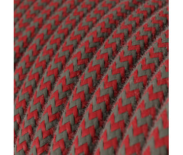 Cable manguera redonda 3G0,75 textil Algodón Rojo Fuego gris zigzag