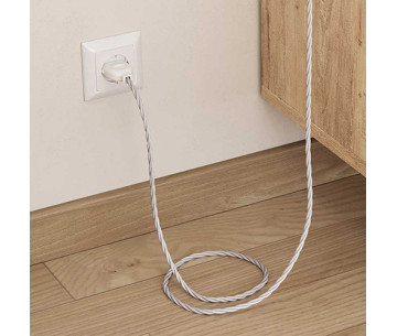 Bolsa 5m  Cable Trenzado 2x0,75 textil Algodón Blanco sólido