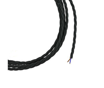 Bolsa 5m Cable Trenzado 2x0,75 textil Algodón Negro sólido