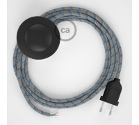 Conexión suelo 3m Negro cable redondo Algodón Lino Stripes Azul RD55