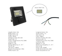 Proyector LED para exterior 110-240V 10W 3000K 800Lm IP65 negro
