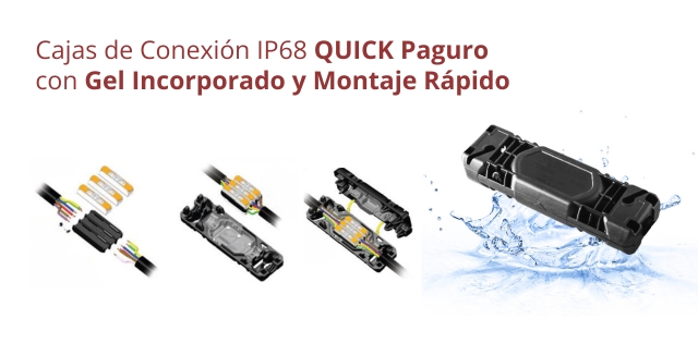 Cajas de Conexión QUICK Paguro IP68, con cierre a presión y gel incorporado